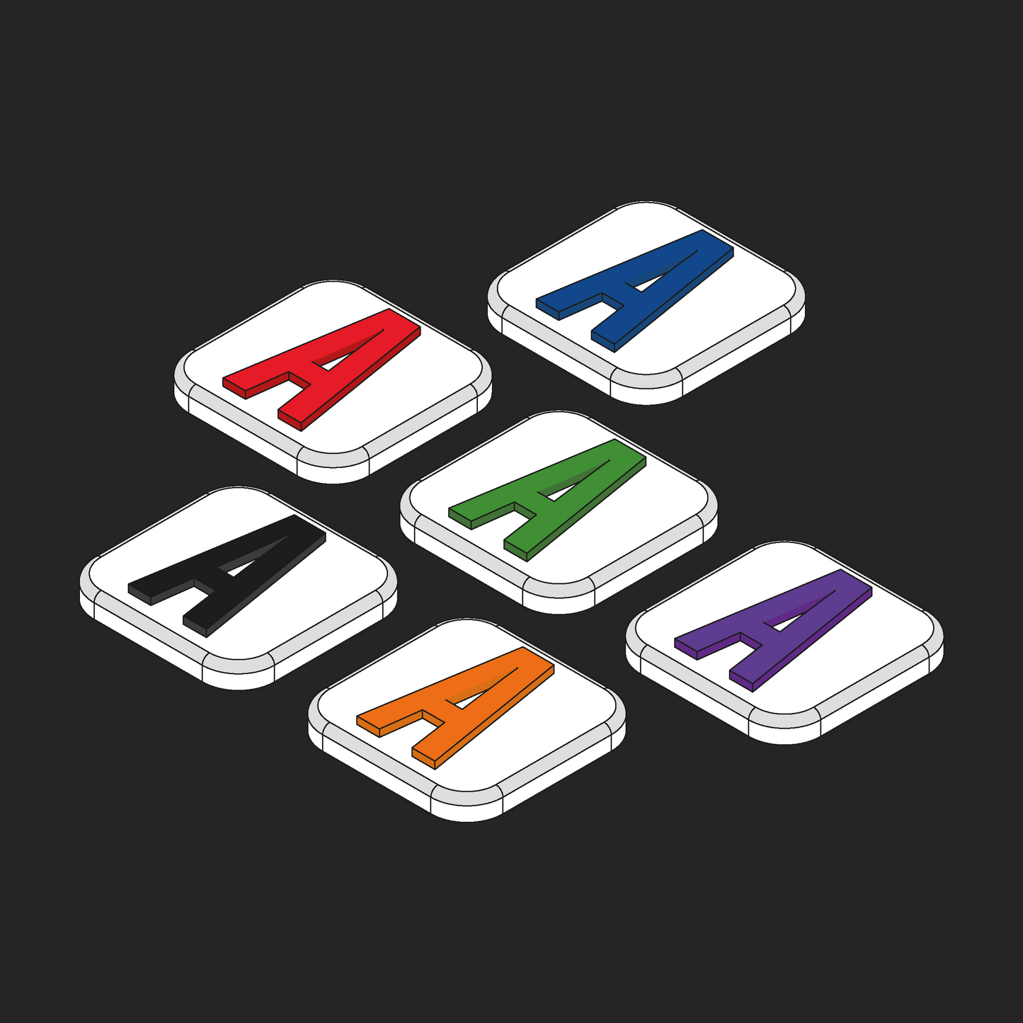 Letters 1x1 Velcro Patches - White Background