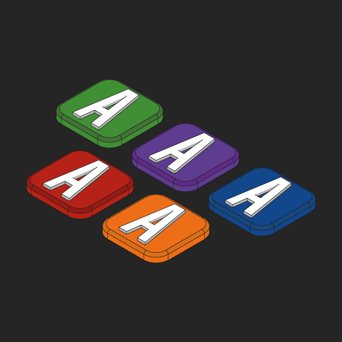 Letters 1x1 Velcro Patches - Multi-Colour