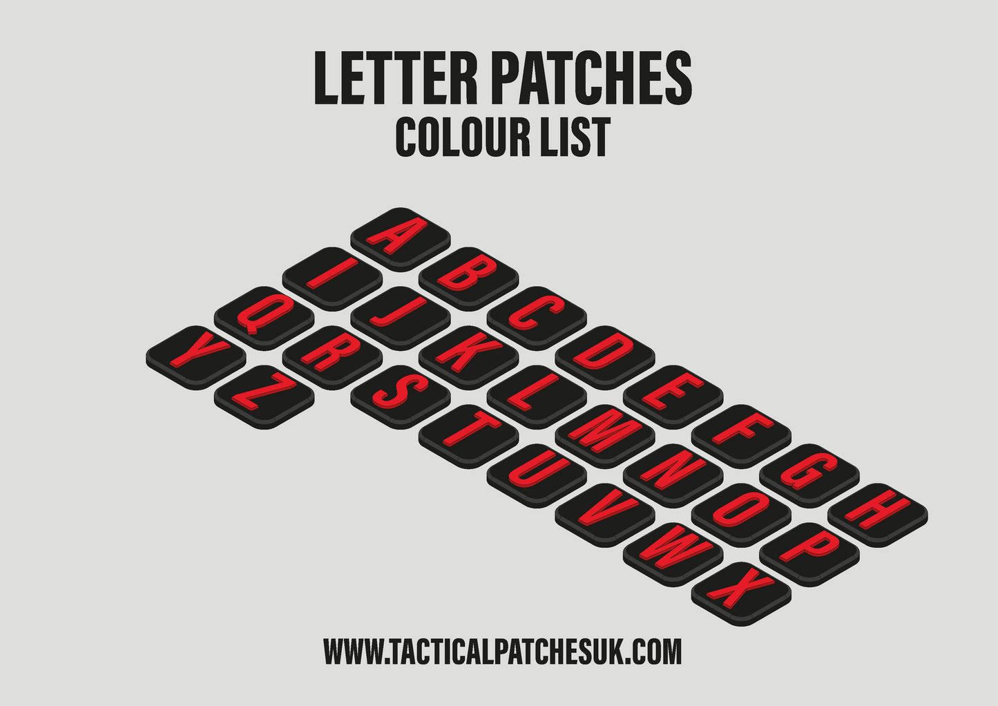 Letters 1x1 Velcro Patches - Black Background