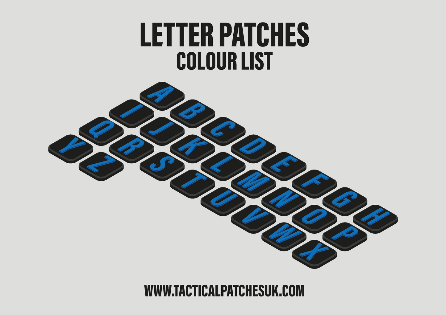 Letters 1x1 Velcro Patches - Black Background