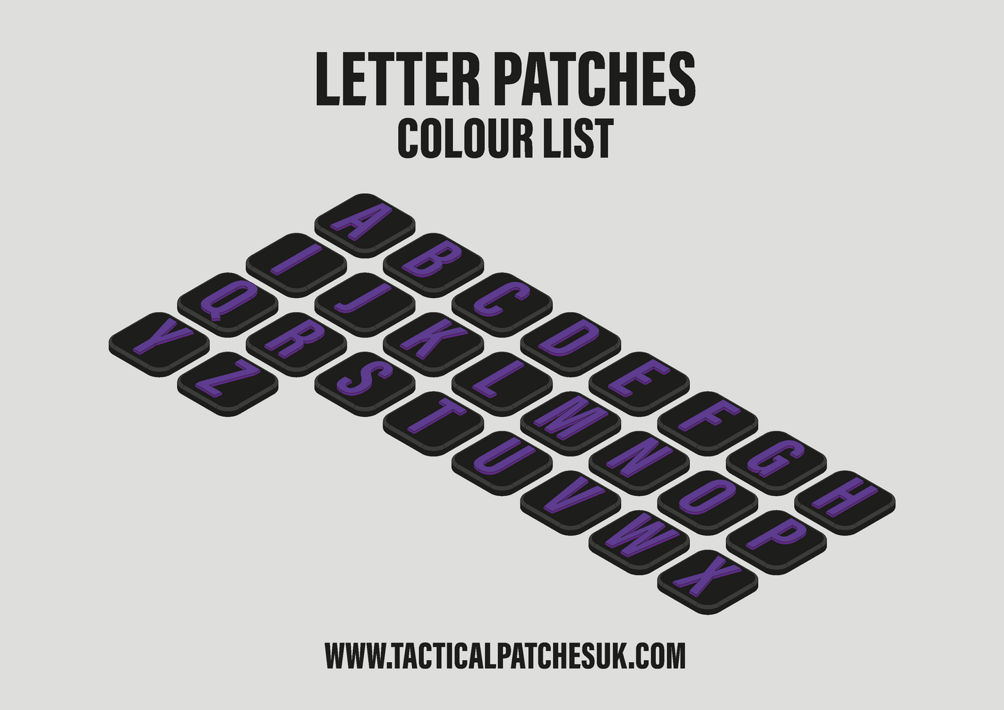 Letters 1x1 Velcro Patches - Black Background