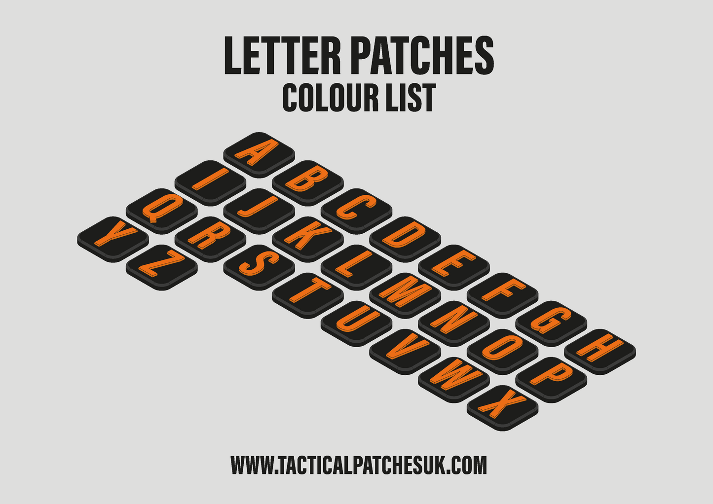 Letters 1x1 Velcro Patches - Black Background