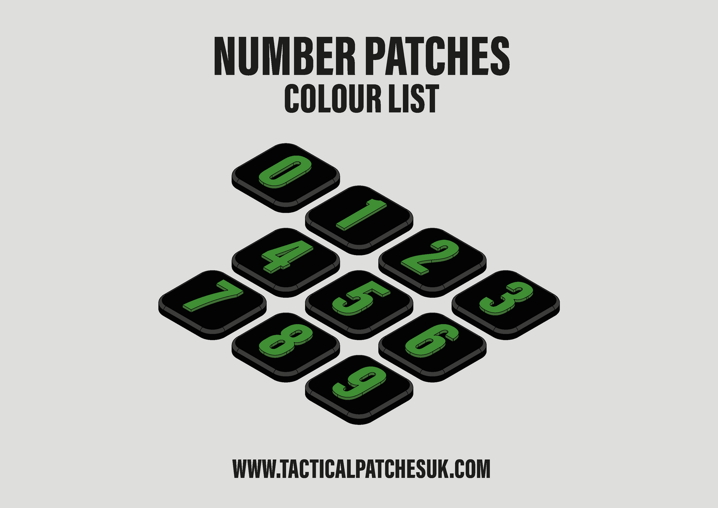 Numbers 1x1 Velcro Patches - Black Background