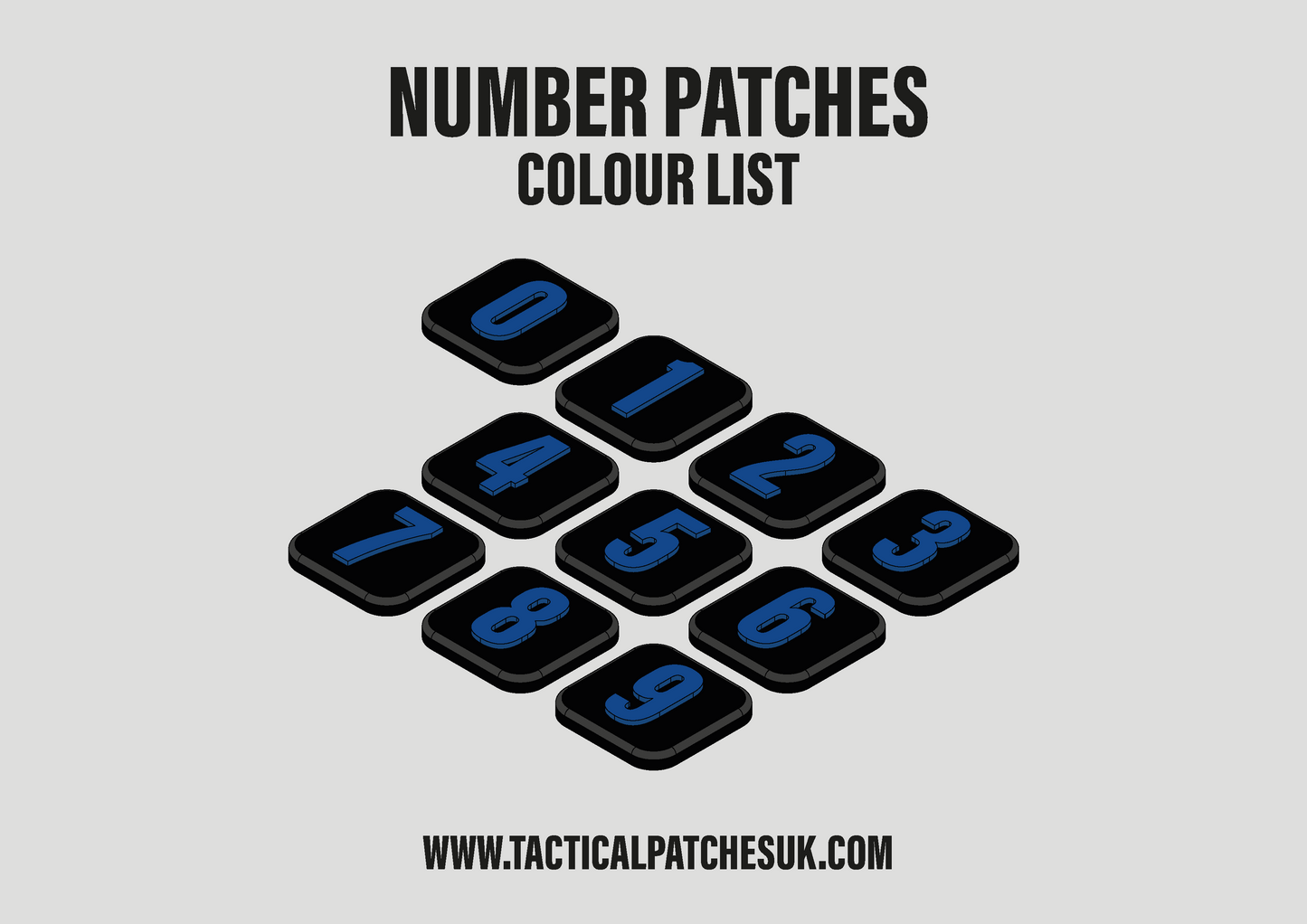 Numbers 1x1 Velcro Patches - Black Background