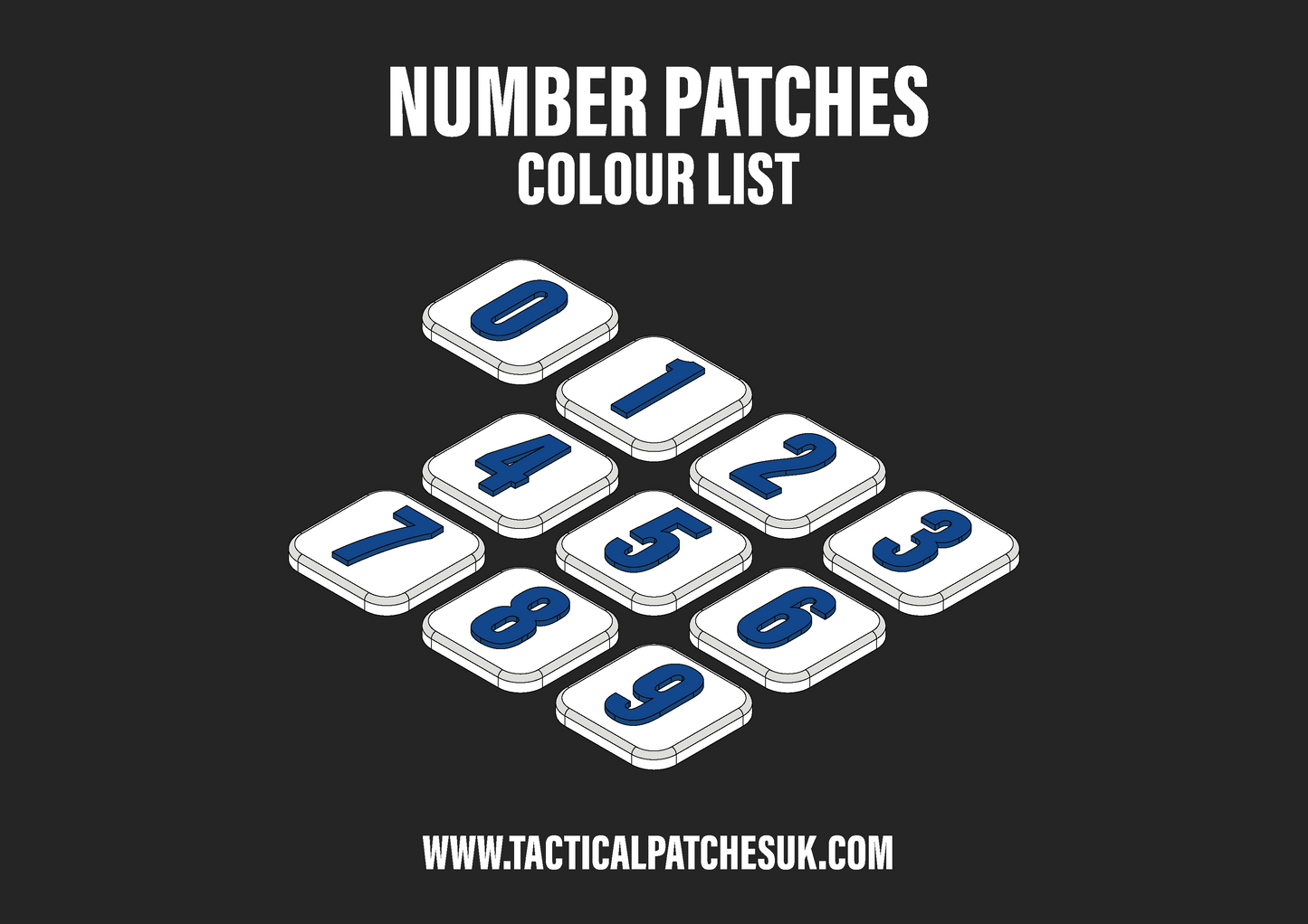 Numbers 1x1 Velcro Patches - White Background