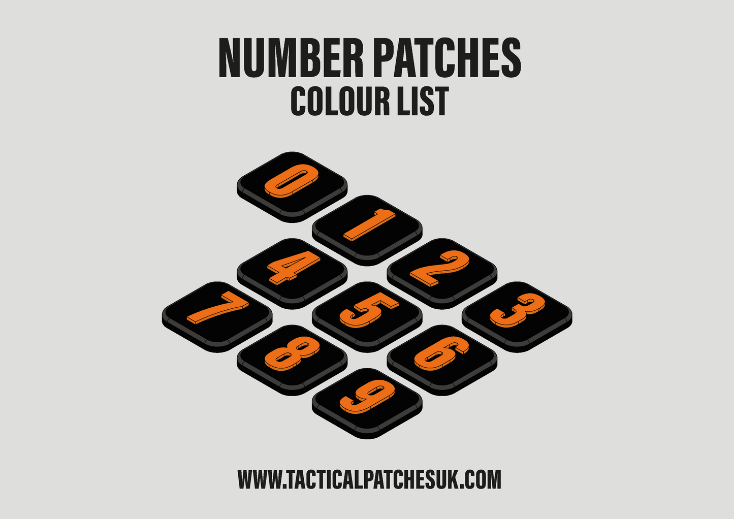 Numbers 1x1 Velcro Patches - Black Background