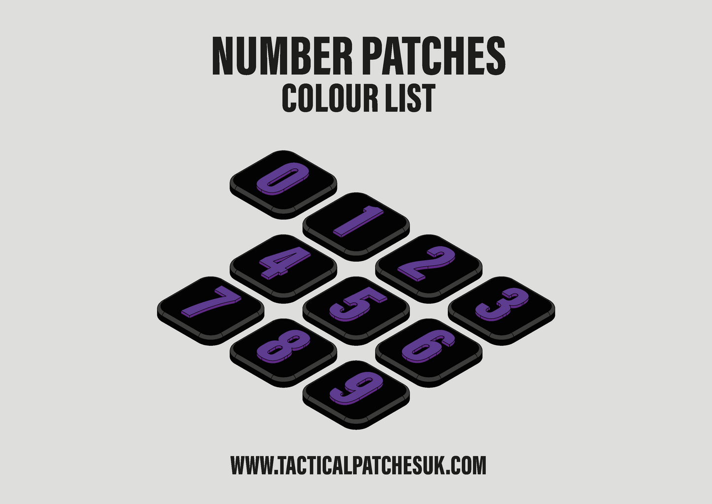 Numbers 1x1 Velcro Patches - Black Background