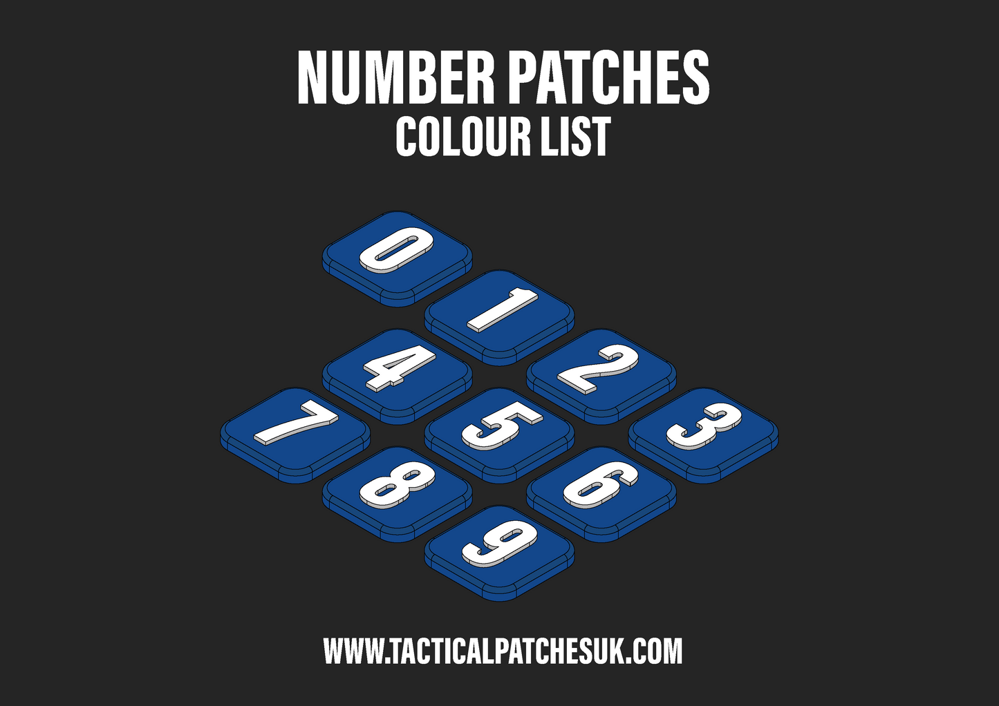 Numbers 1x1 Velcro Patches - Multi-Colour