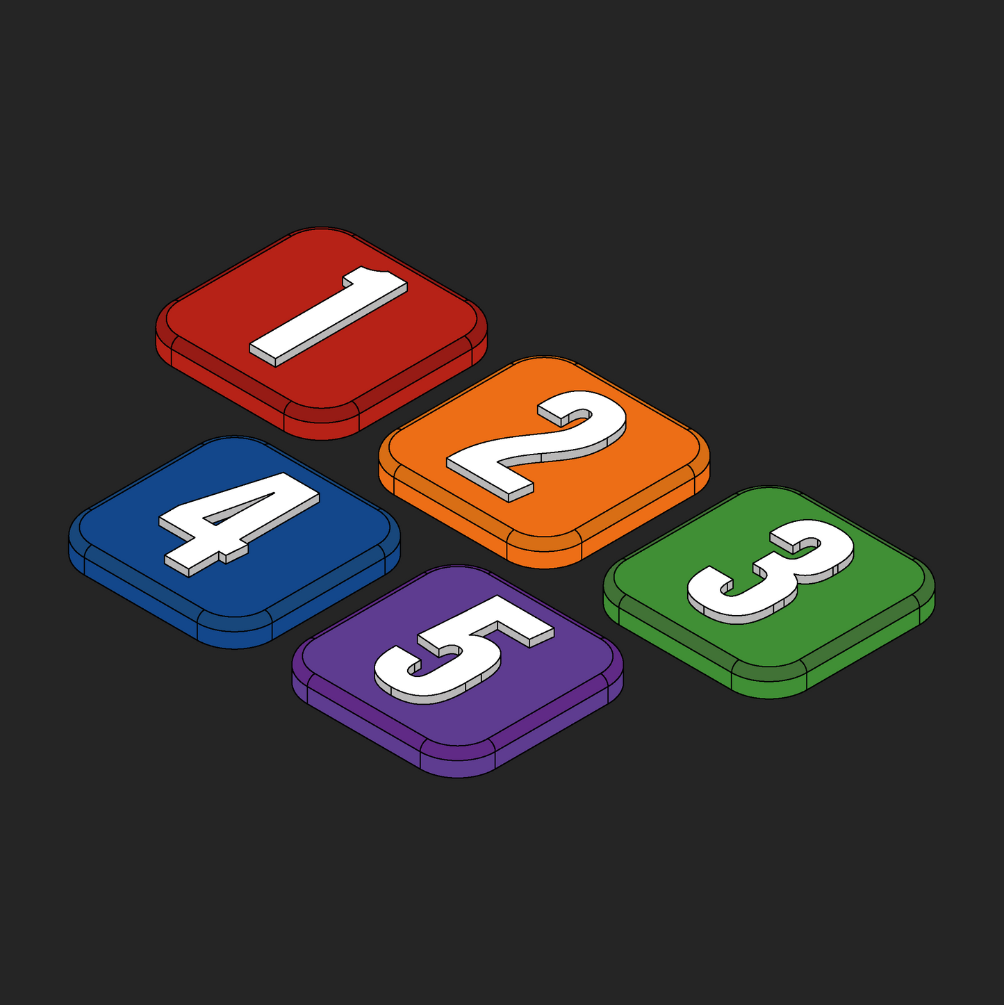 Numbers 1x1 Velcro Patches - Multi-Colour