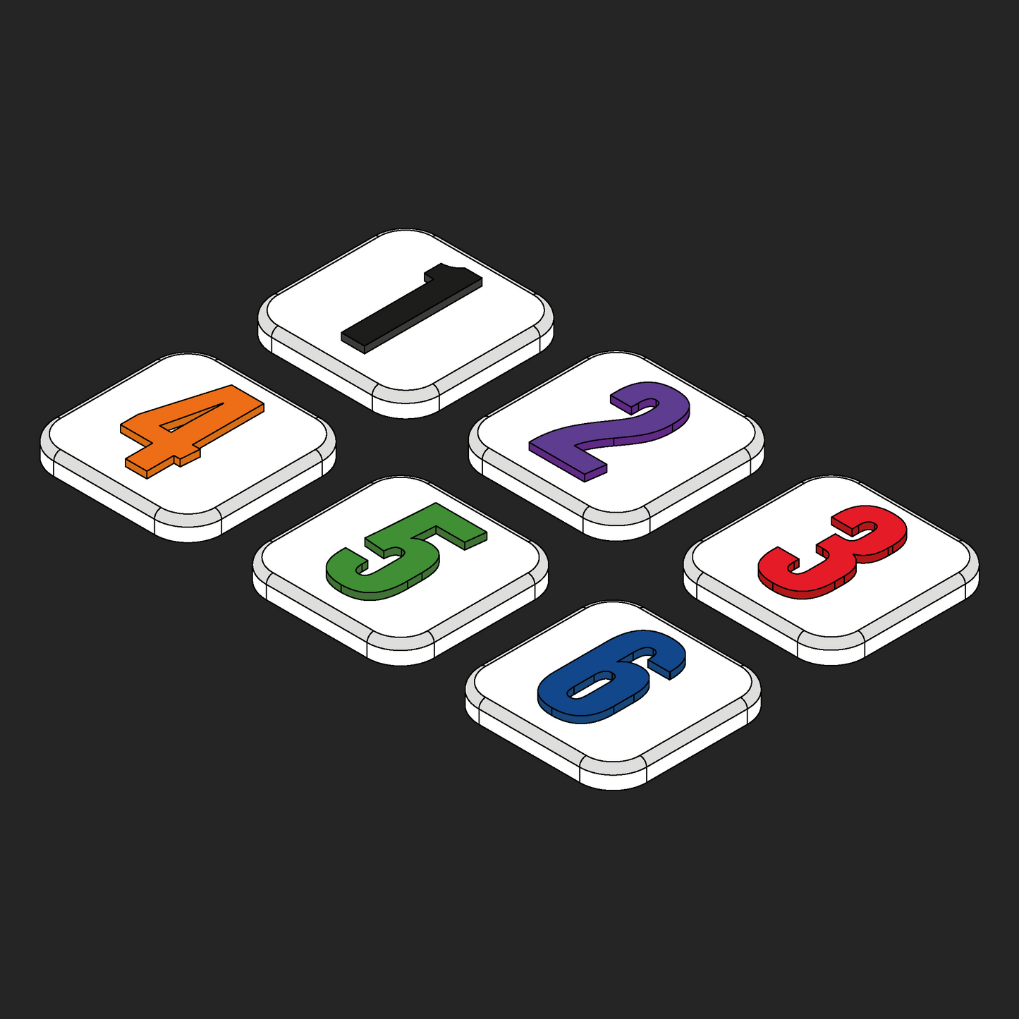 Numbers 1x1 Velcro Patches - White Background