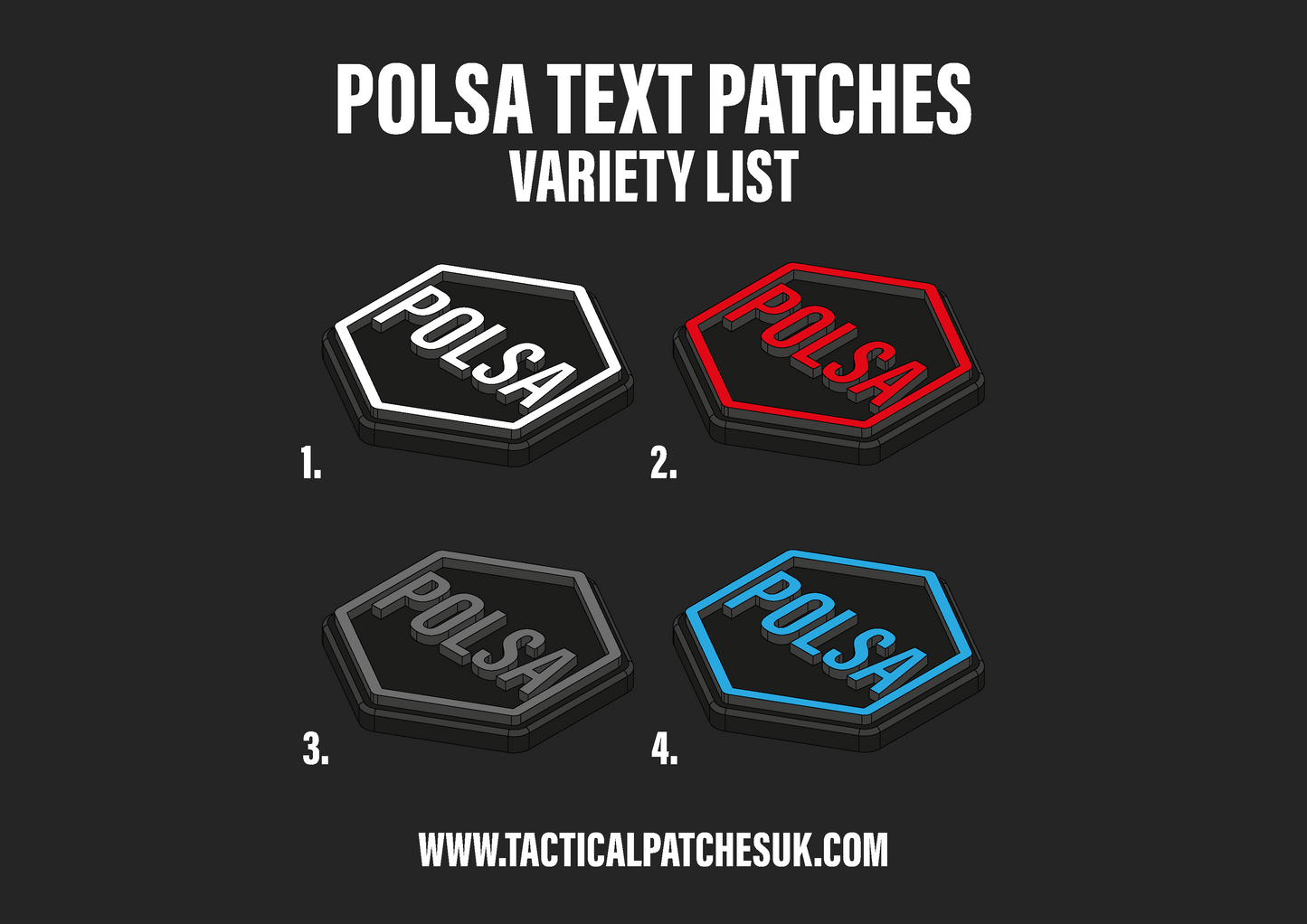 POLSA Text Hexapatch Velcro Patches
