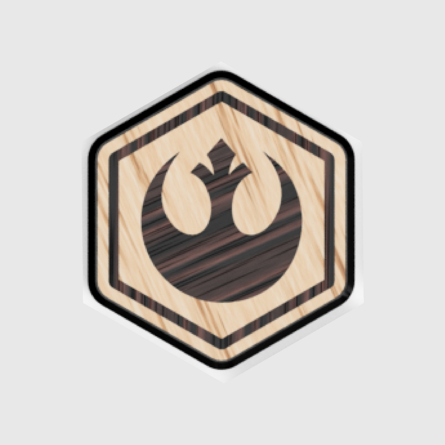 Rebel Wooden Hex Patch - Velcro