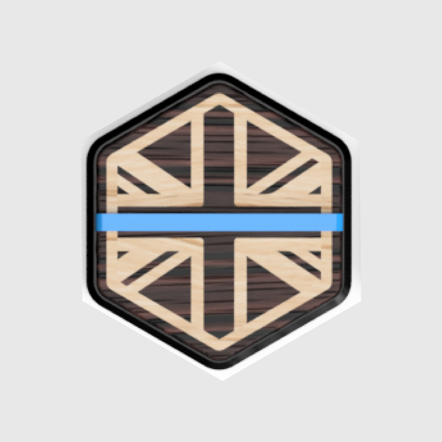 Thin Line Union Jack Wooden Hex Patch - Velcro