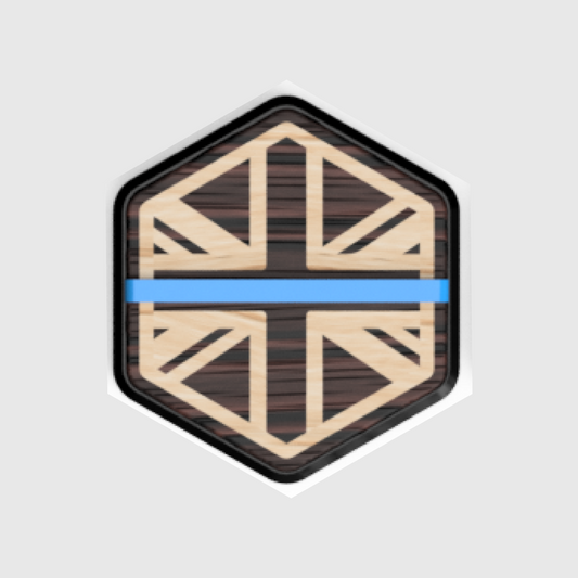 Thin Line Union Jack Wooden Hex Patch - Velcro