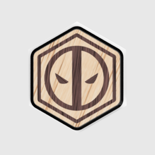 Deadpool Wooden Hex Patch - Velcro