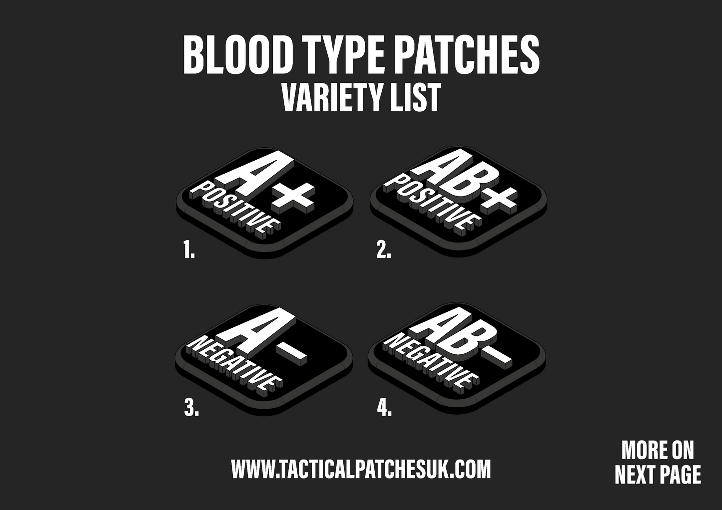 Blood Type Velcro Patches - 1x1 - All Variants