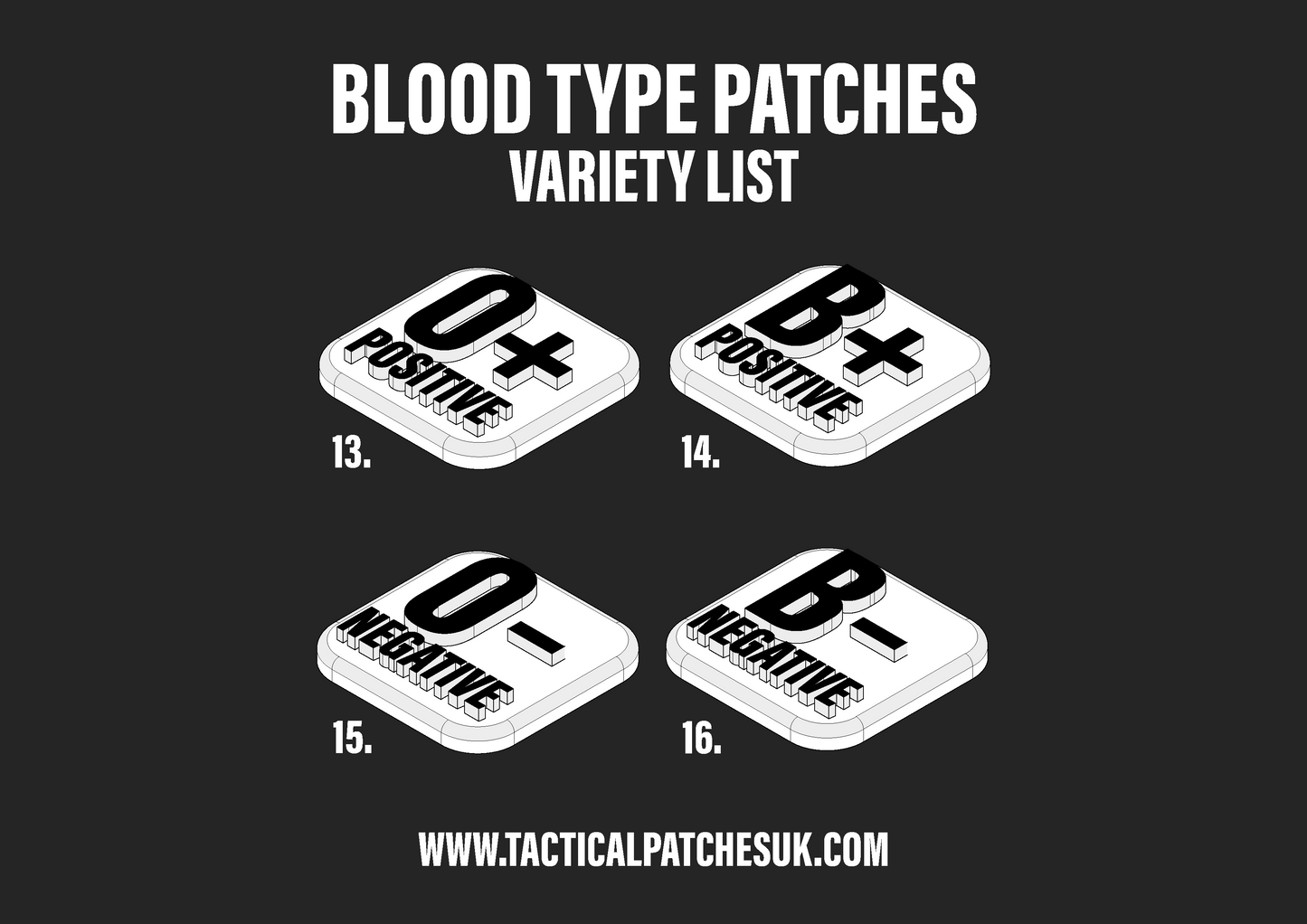 Blood Type Velcro Patches - 1x1 - All Variants