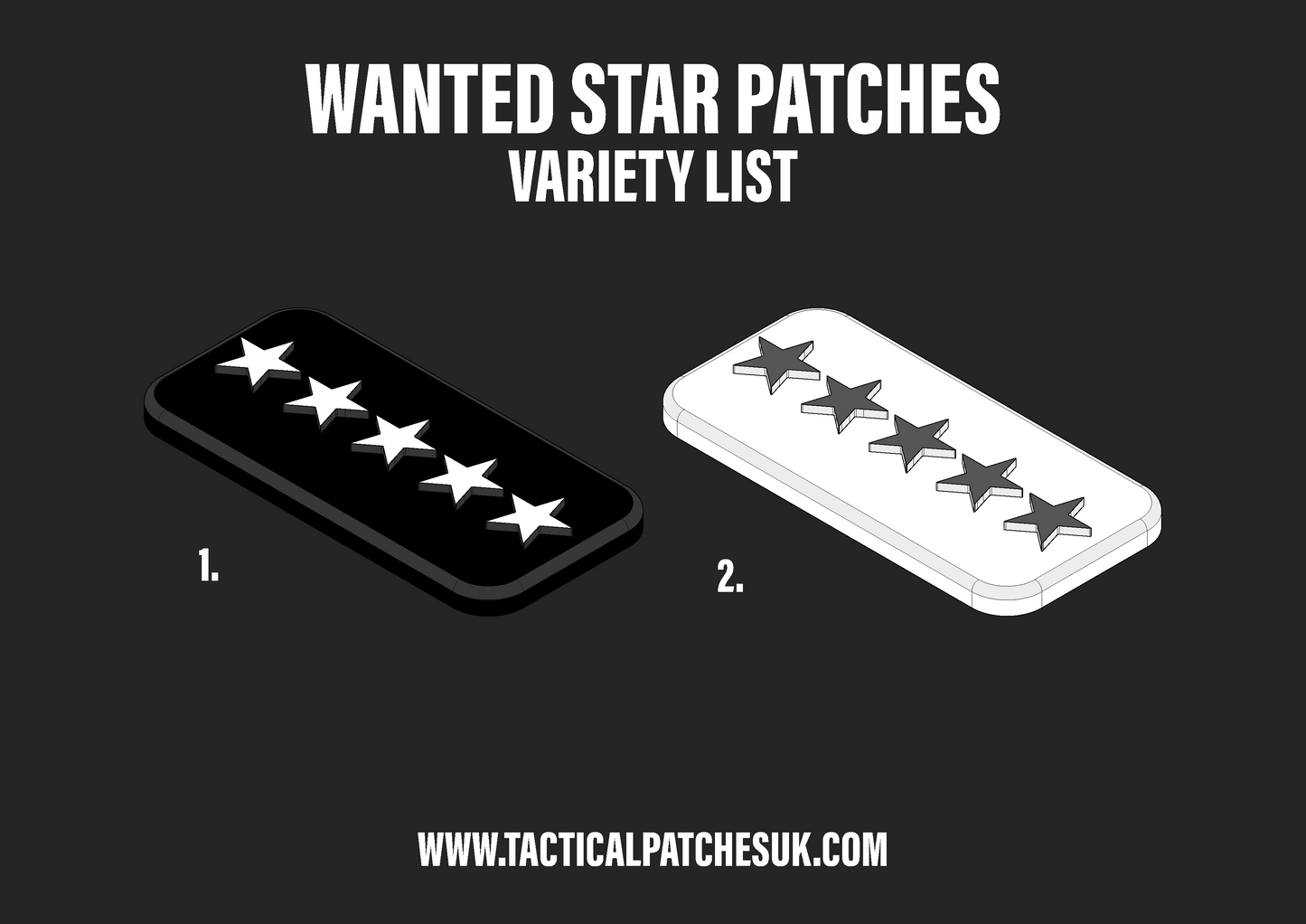 WANTED Star Velcro Patches - 1x2