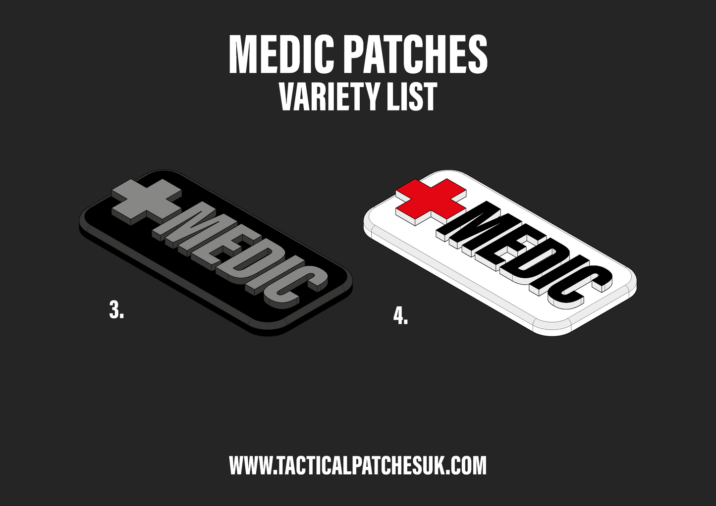 Medic Cross and Text Velcro Patches - 1x2