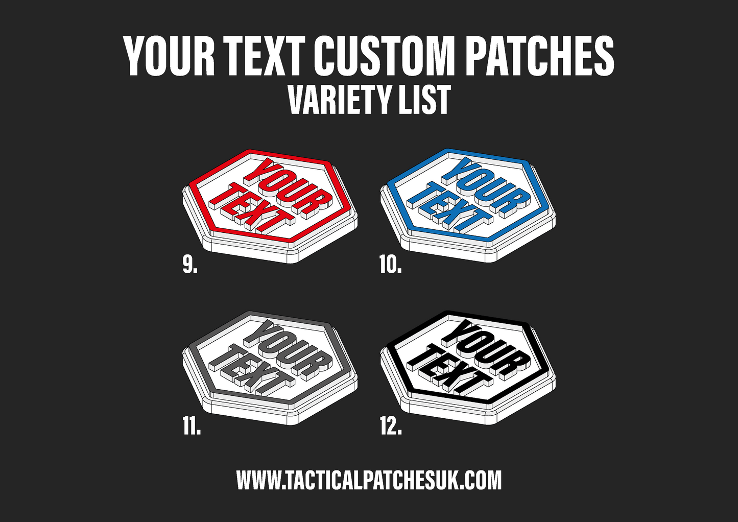 Custom Your Text Hexapatch Velcro Patches