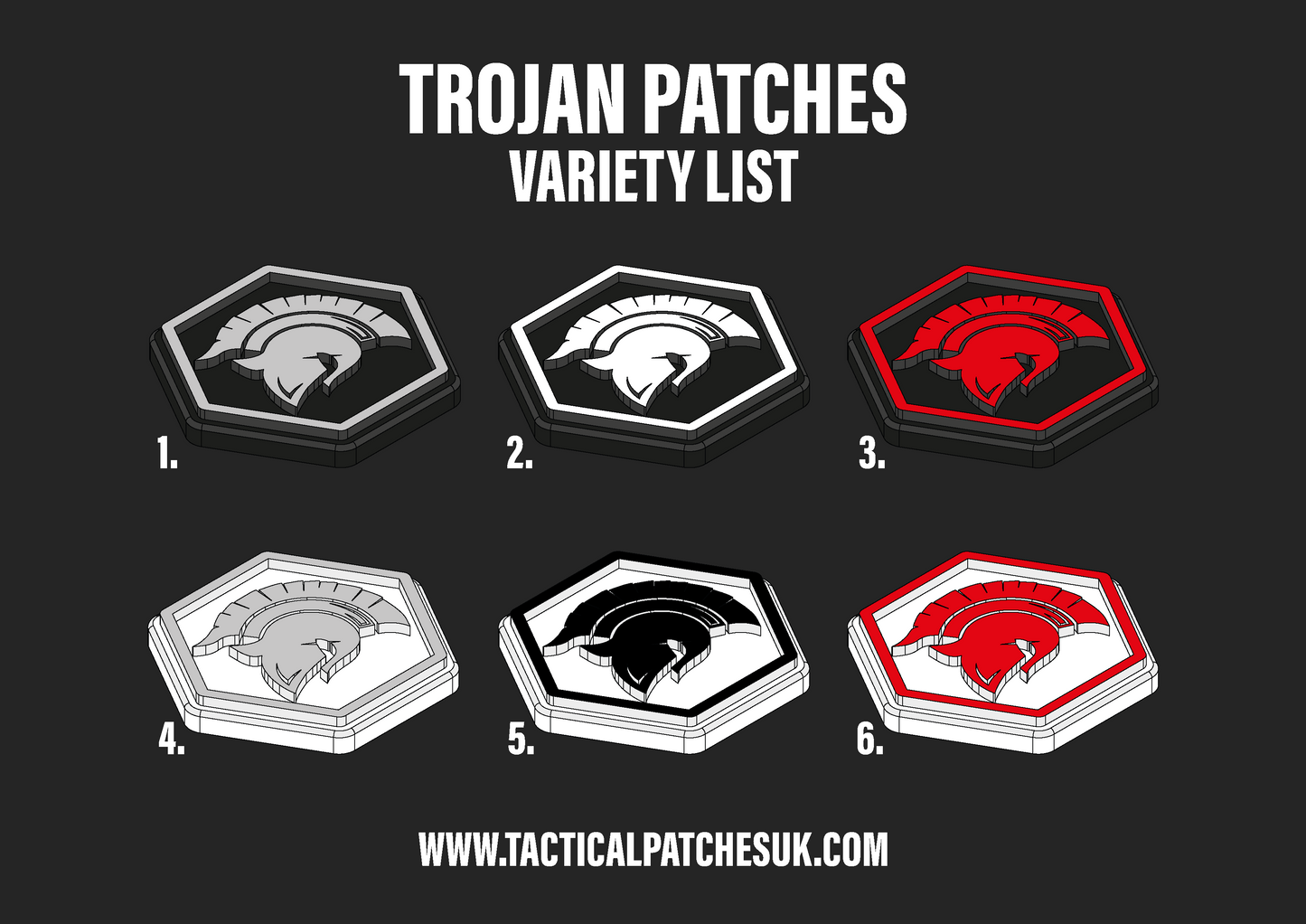 ARV Trojan Helmet Hexapatch Velcro Patches