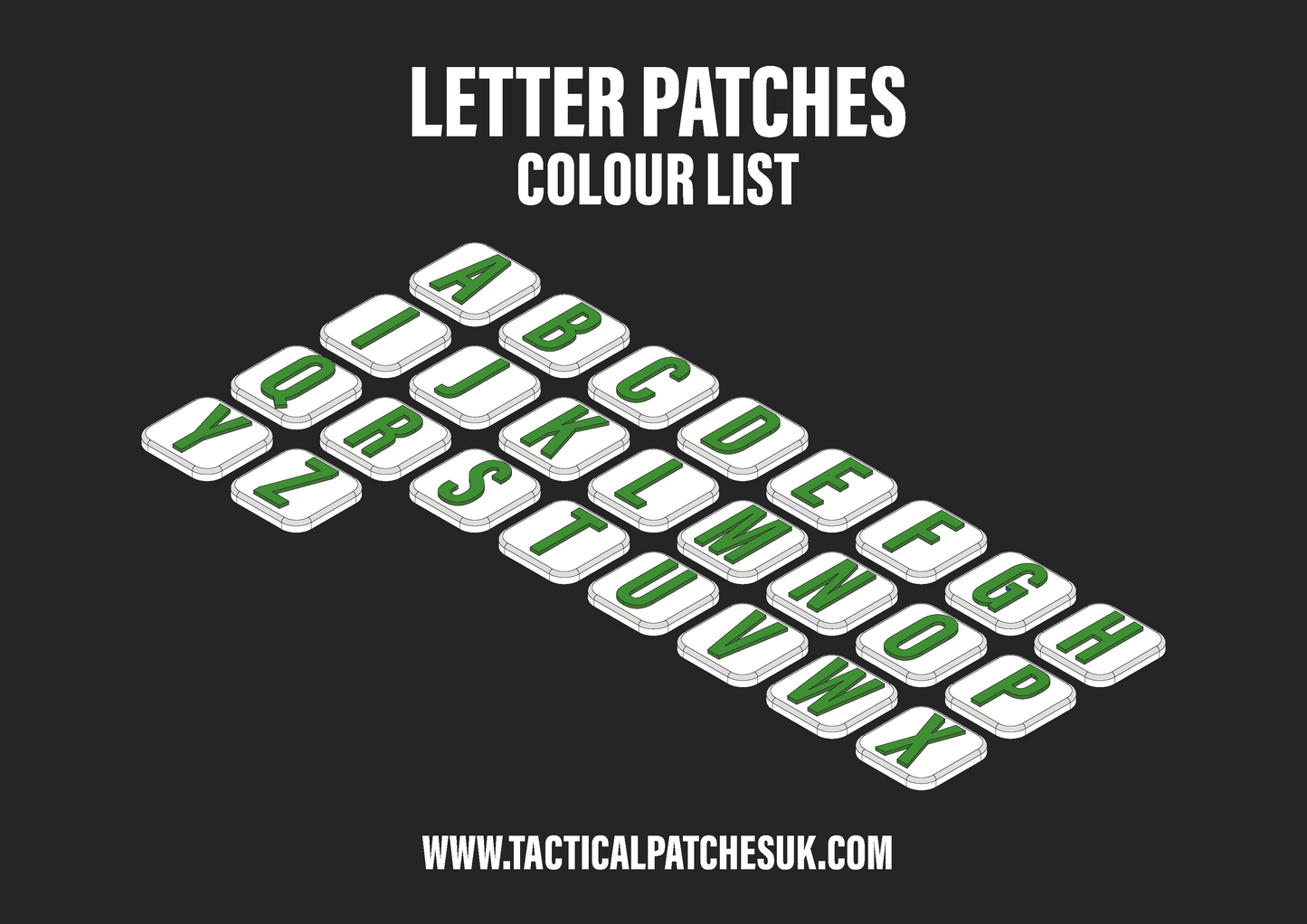Letters 1x1 Velcro Patches - White Background