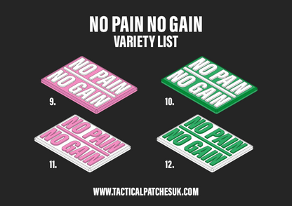 NO PAIN NO GAIN - Velcro Patch