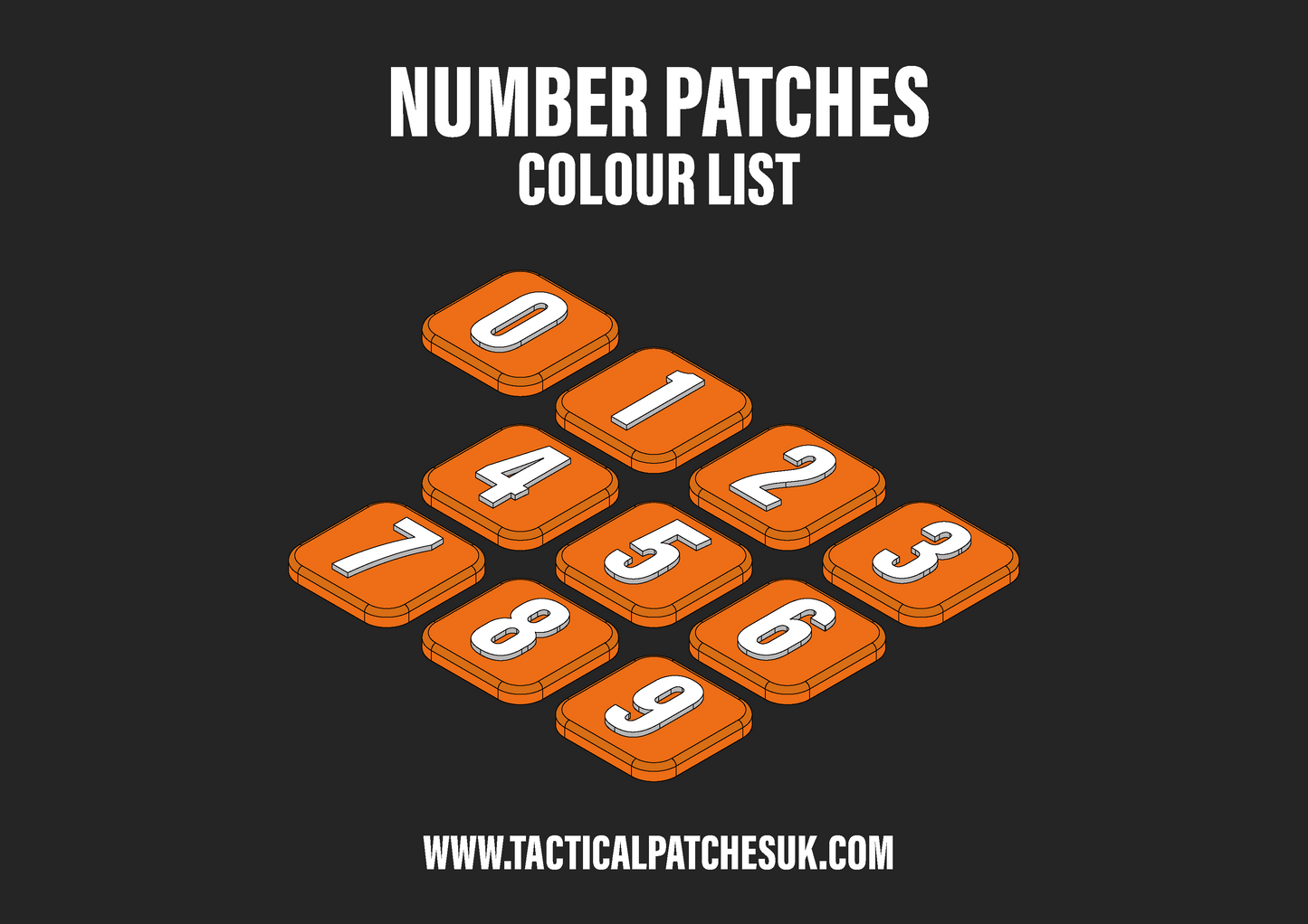 Numbers 1x1 Velcro Patches - Multi-Colour