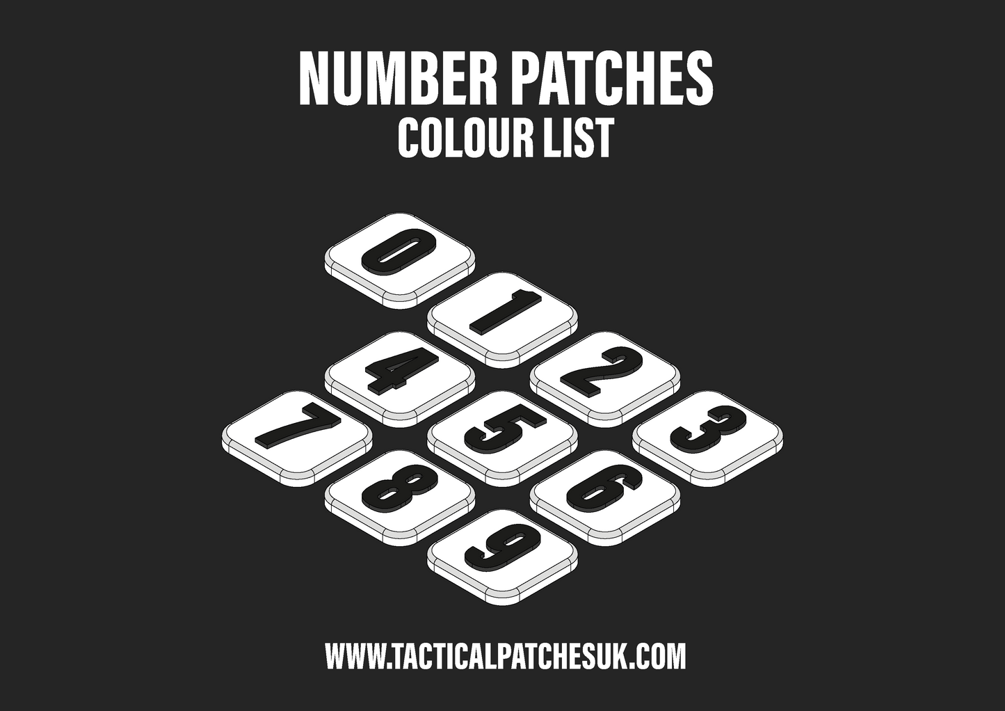 Numbers 1x1 Velcro Patches - White Background