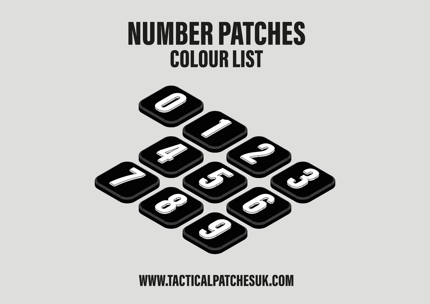 Numbers 1x1 Velcro Patches - Black Background