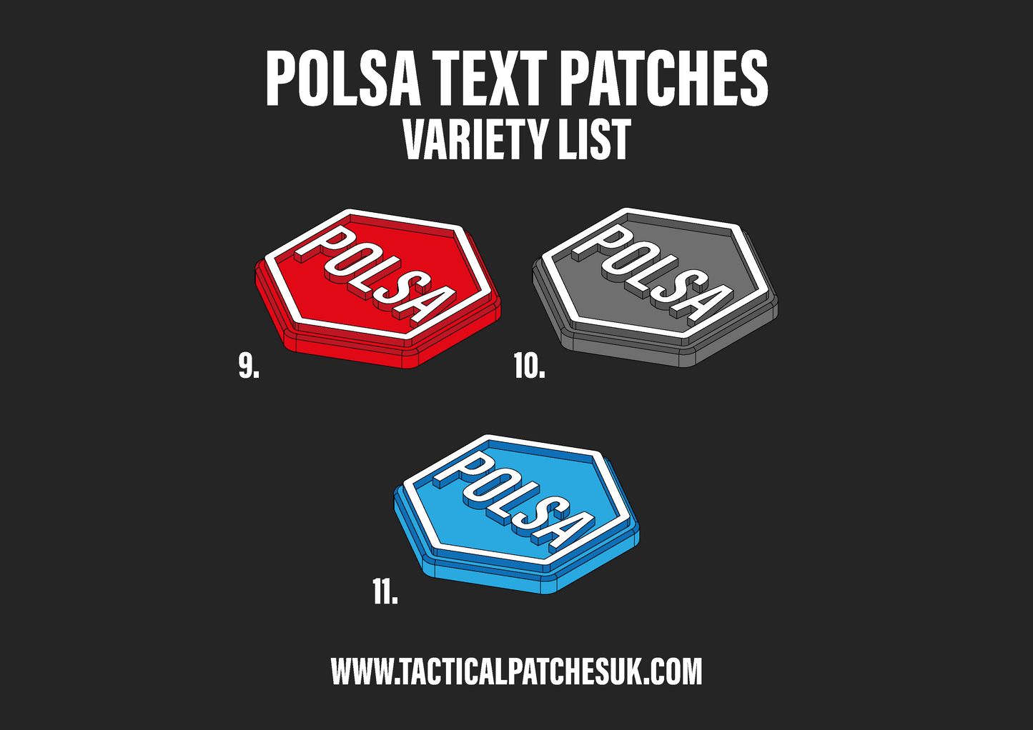 POLSA Text Hexapatch Velcro Patches
