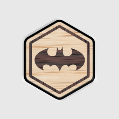 Batman Wooden Hex Patch - Velcro