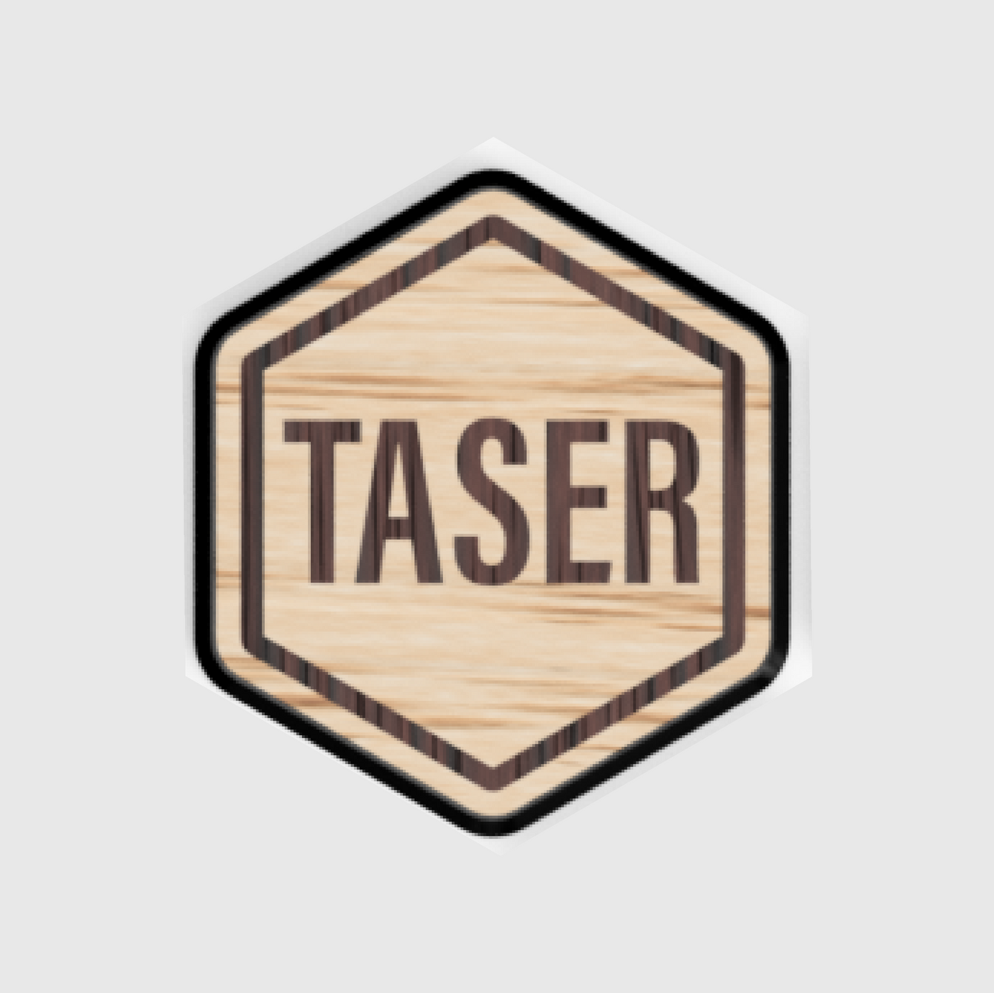 Taser Text Wooden Hex Patch - Velcro