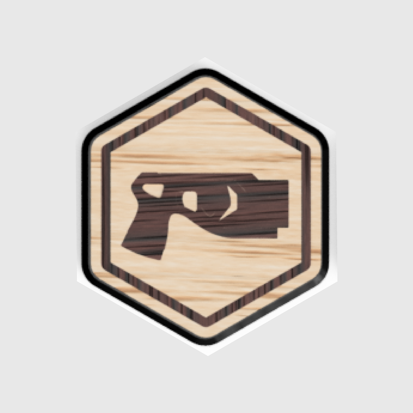 Taser Icon Wooden Hex Patch - Velcro