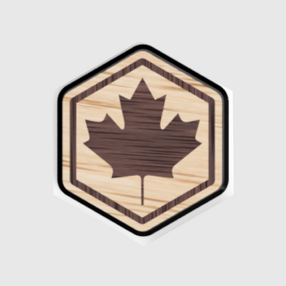 Canada Wooden Hex Patch - Velcro