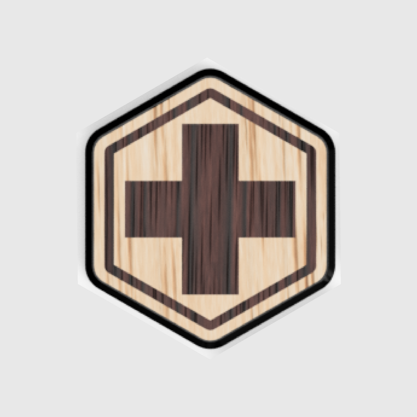 Medic Cross Wooden Hex Patch - Velcro