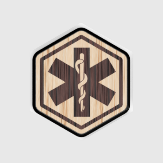 Paramedic Wooden Hex Patch - Velcro