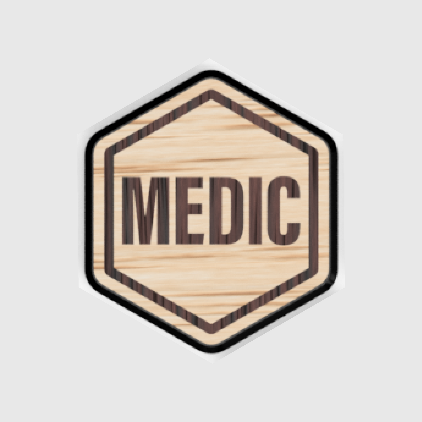 Medic Text Wooden Hex Patch - Velcro
