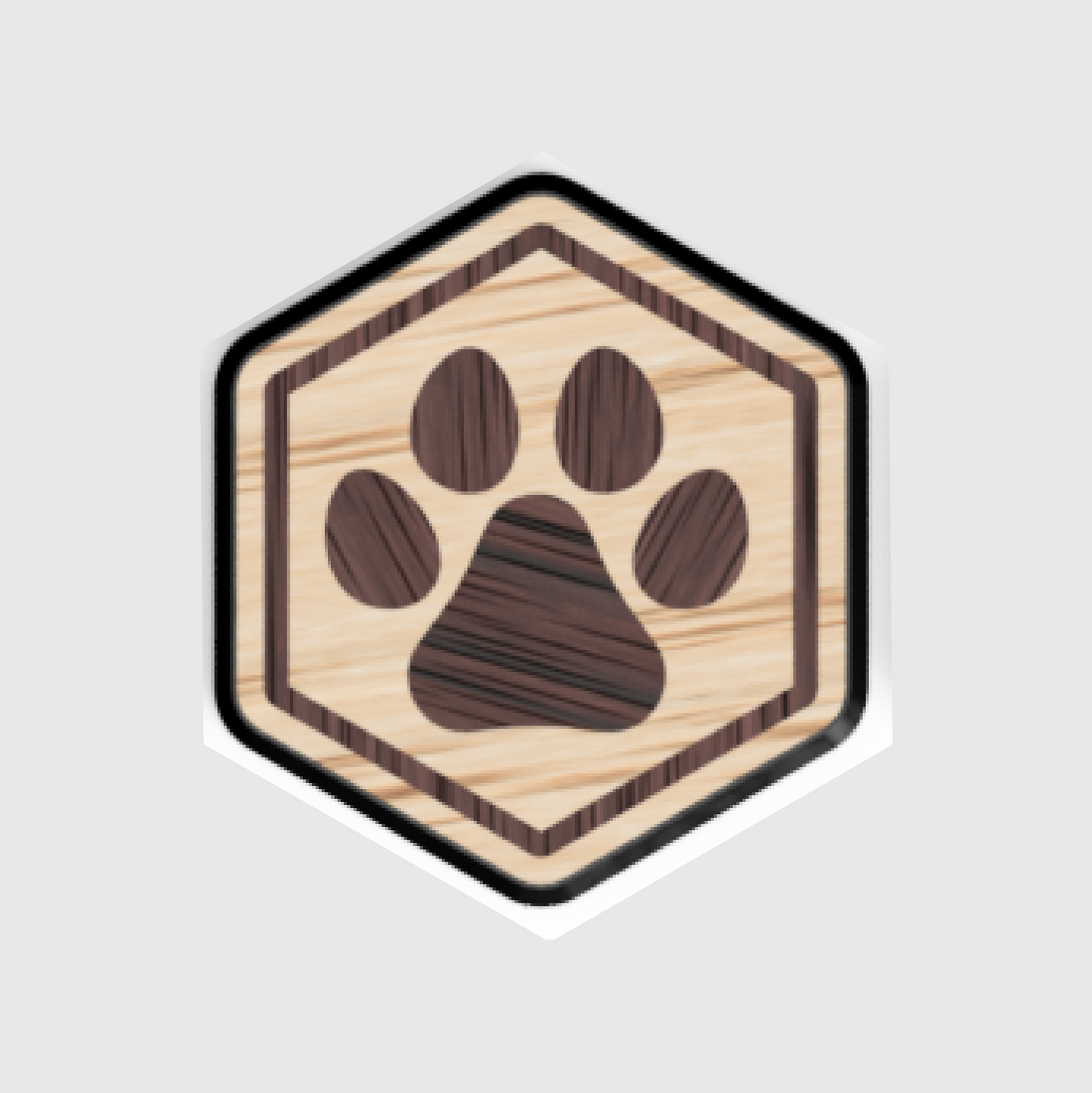 Dog Paw Wooden Hex Patch - Velcro