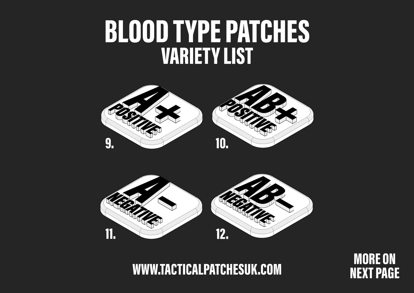 Blood Type Velcro Patches - 1x1 - All Variants