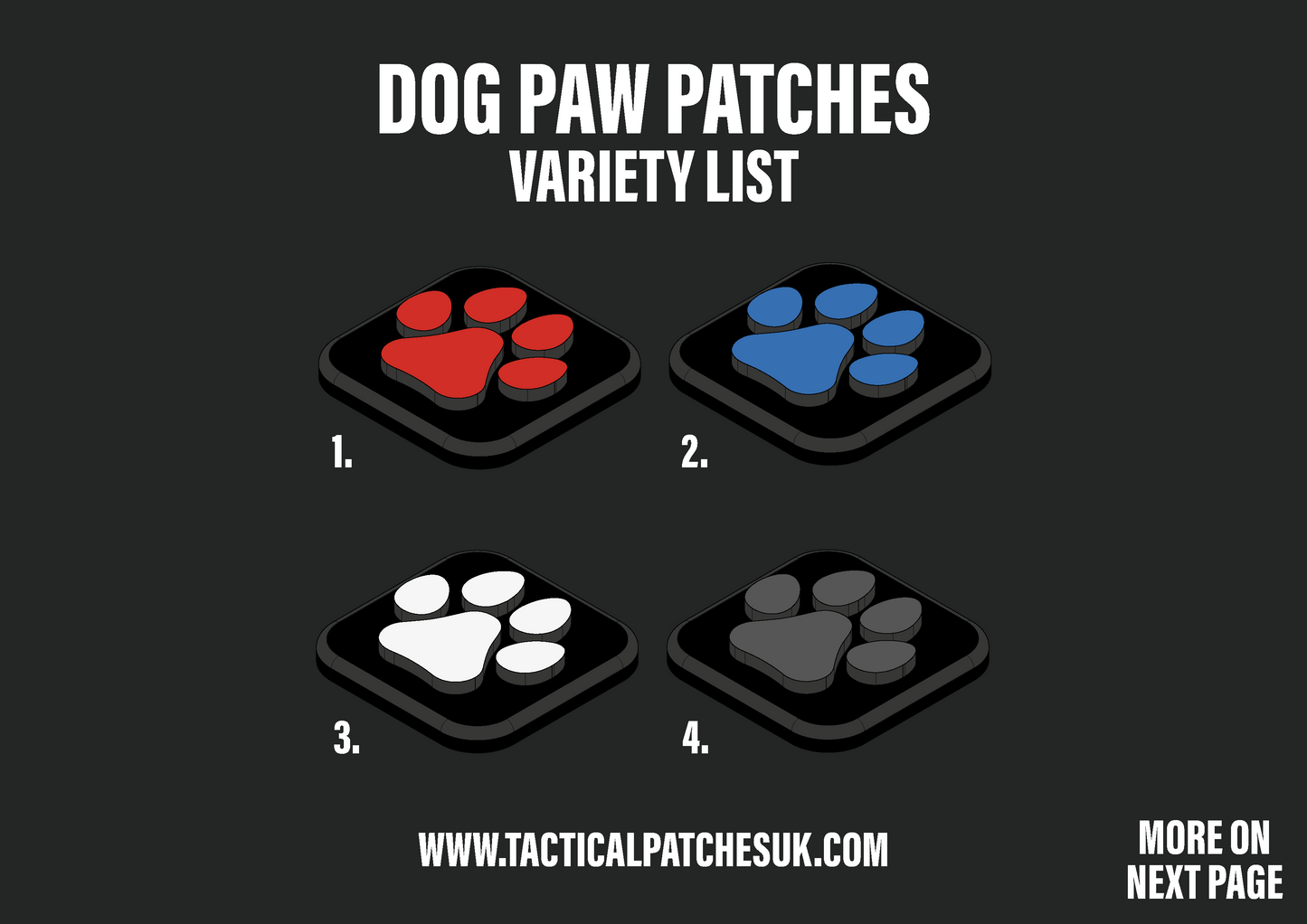 Dog Paw Velcro Patches - 1x1