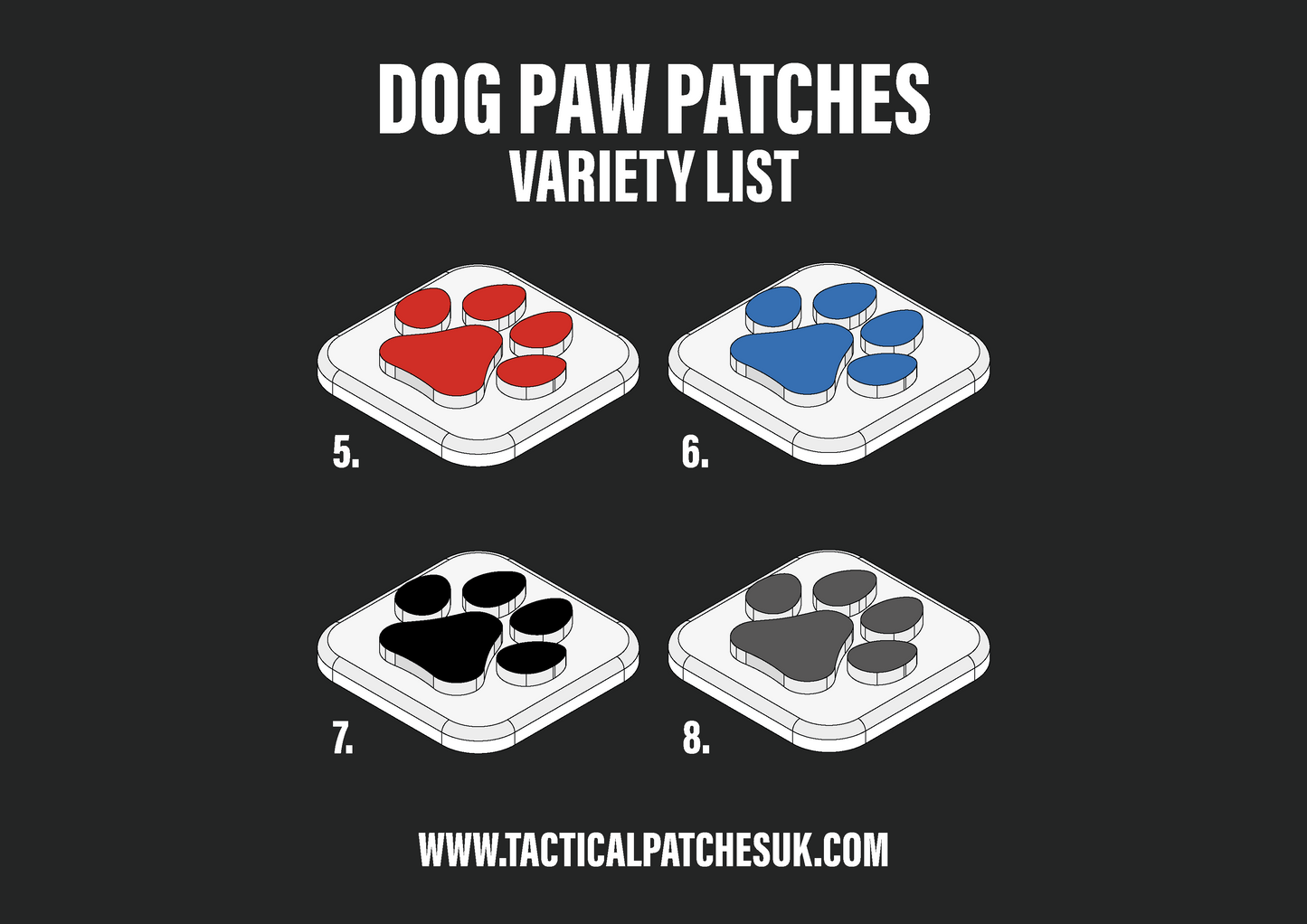 Dog Paw Velcro Patches - 1x1