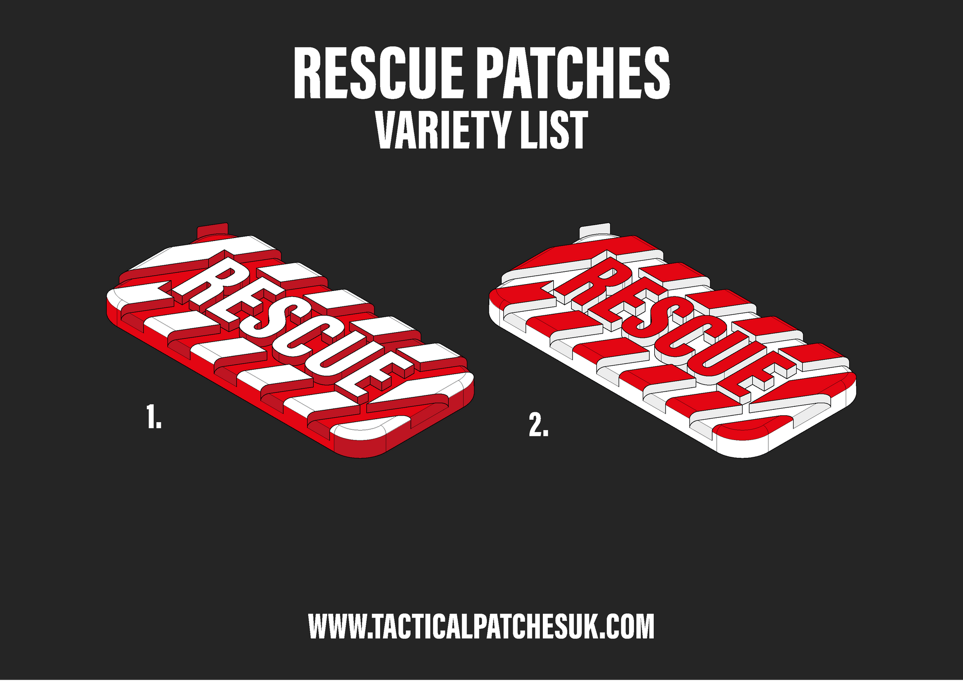 Rescue Velcro Patches - Emergency Services - TacticalPatchesUK - 1x2 ...