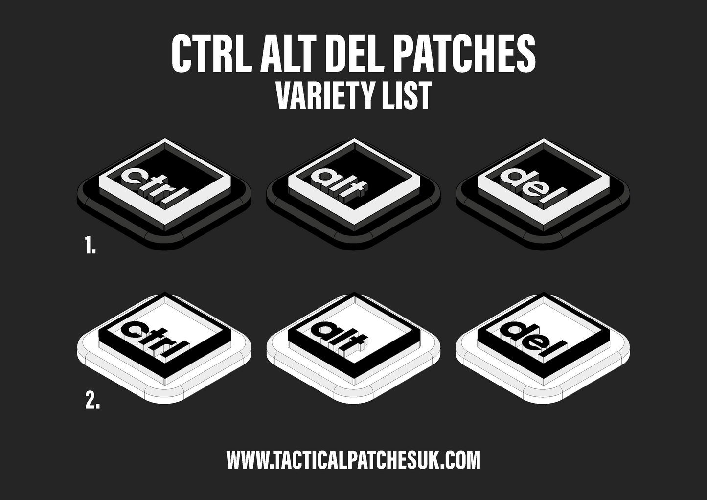 Ctl Alt Del Velcro Patch Sets - 1x1