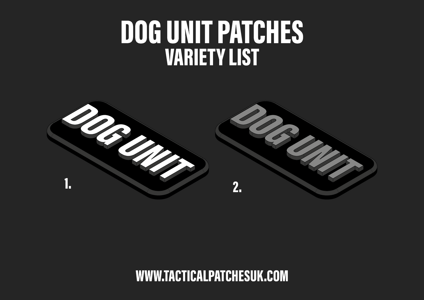 Dog Unit Text Velcro Patches - 1x2