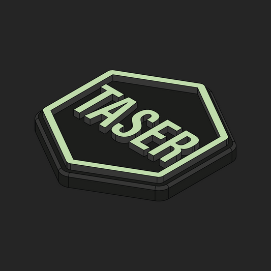 Taser Text Glow Velcro Patches - Hexapatch
