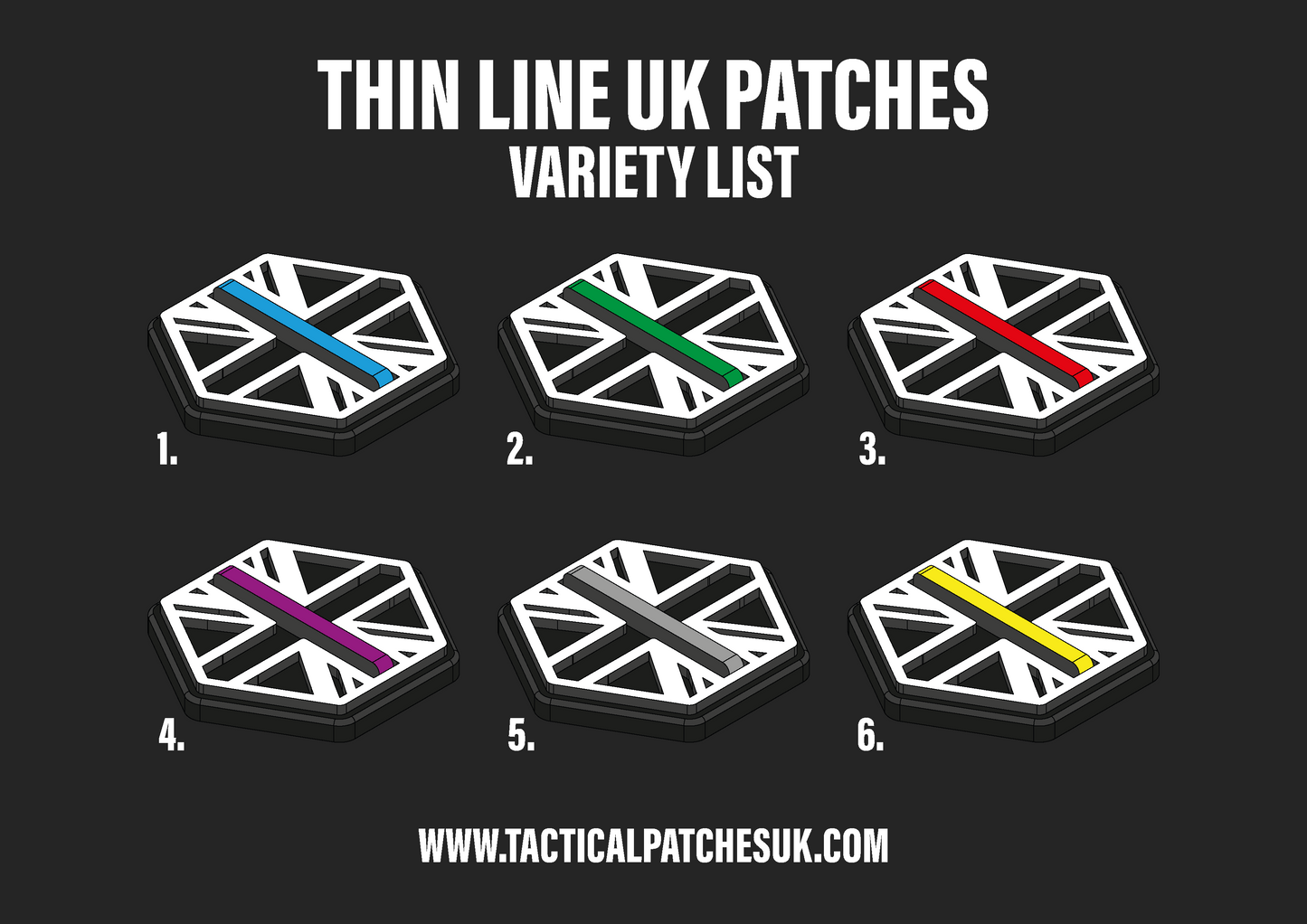 Union Jack Thin Line Hexapatch Velcro Patches