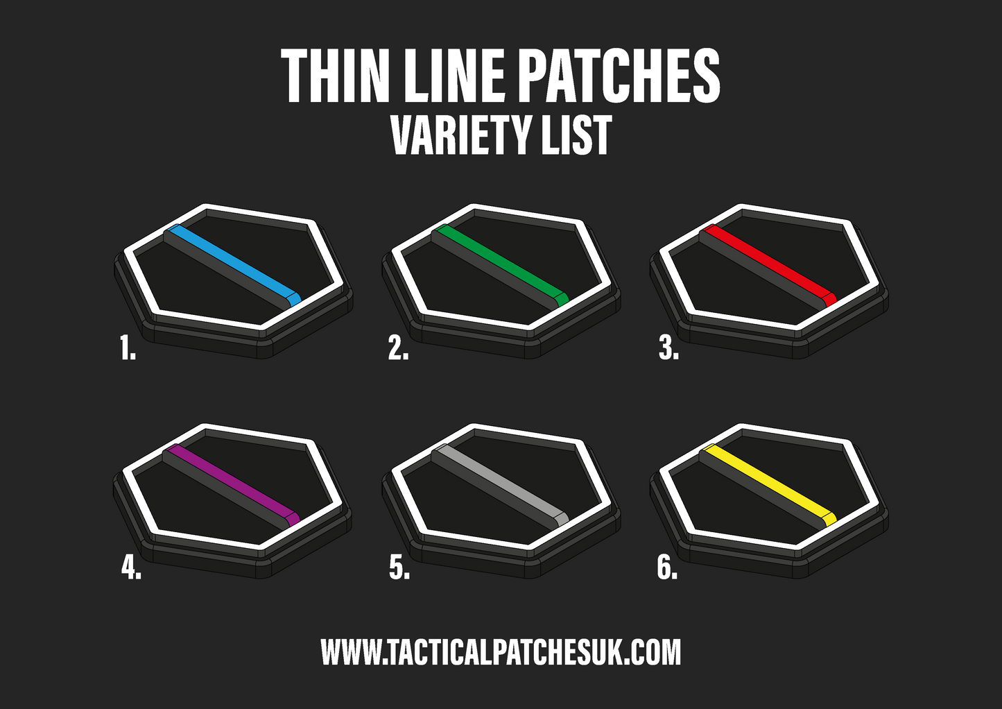 Thin Coloured Line Hexapatch Velcro Patches