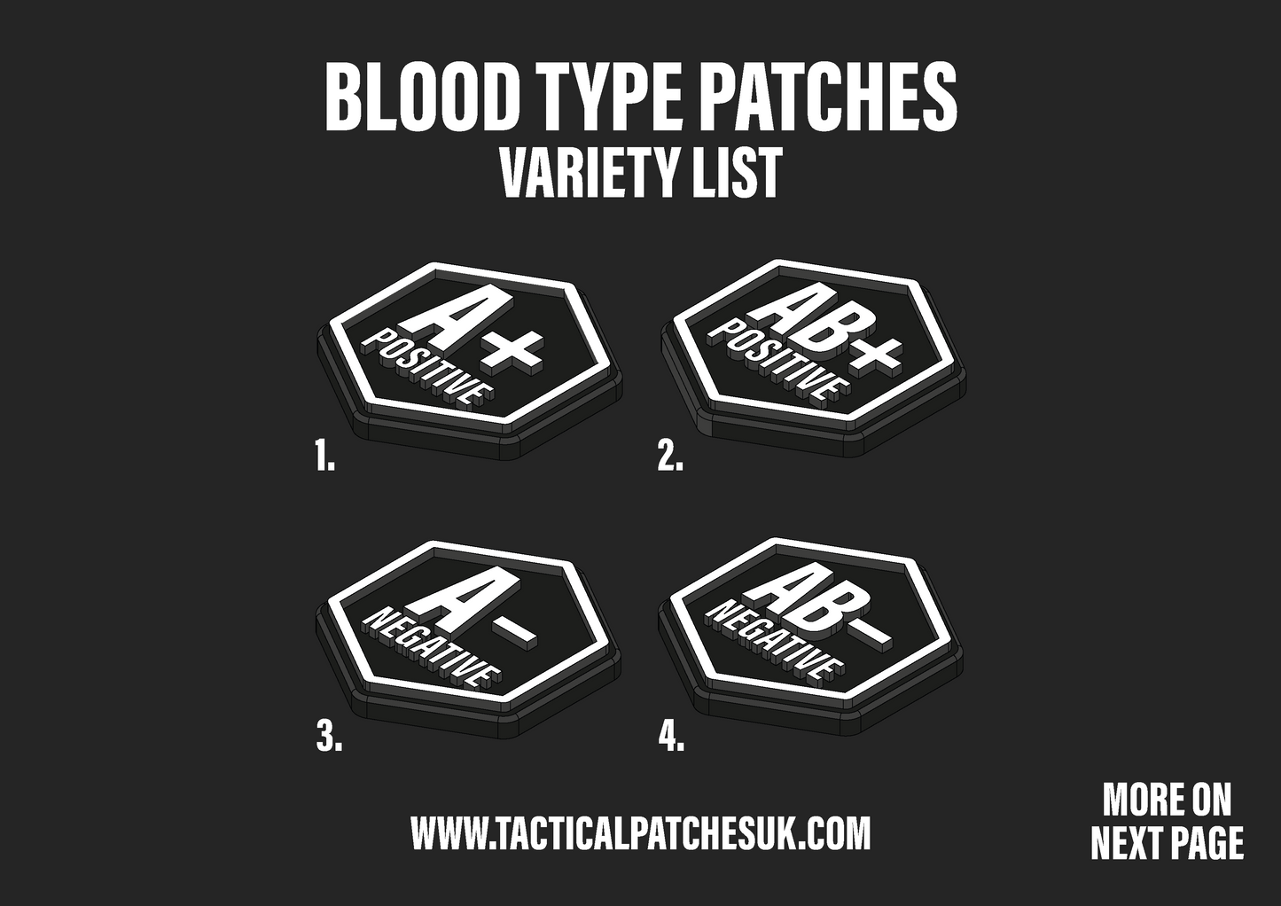 Blood Type Hexapatch Velcro Patches - All Variants