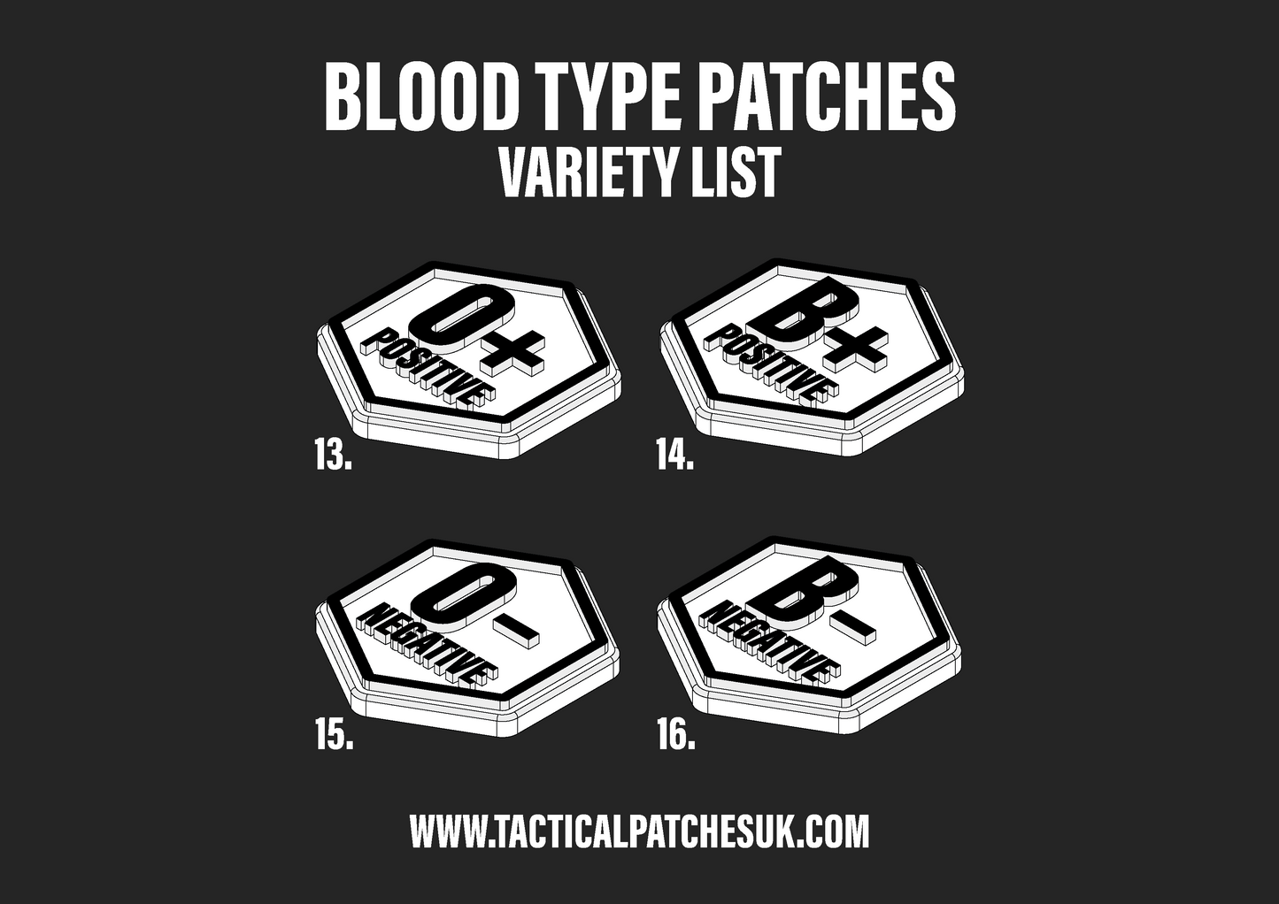 Blood Type Hexapatch Velcro Patches - All Variants